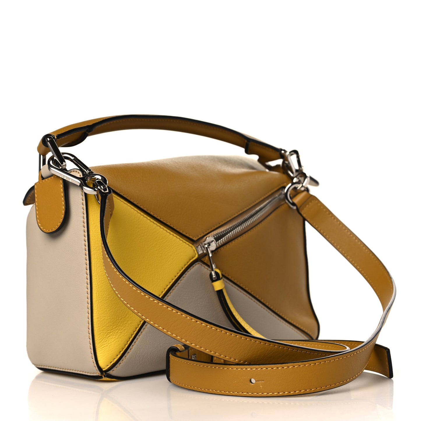 Grained Calfskin Small Puzzle Bag Ocre Yellow