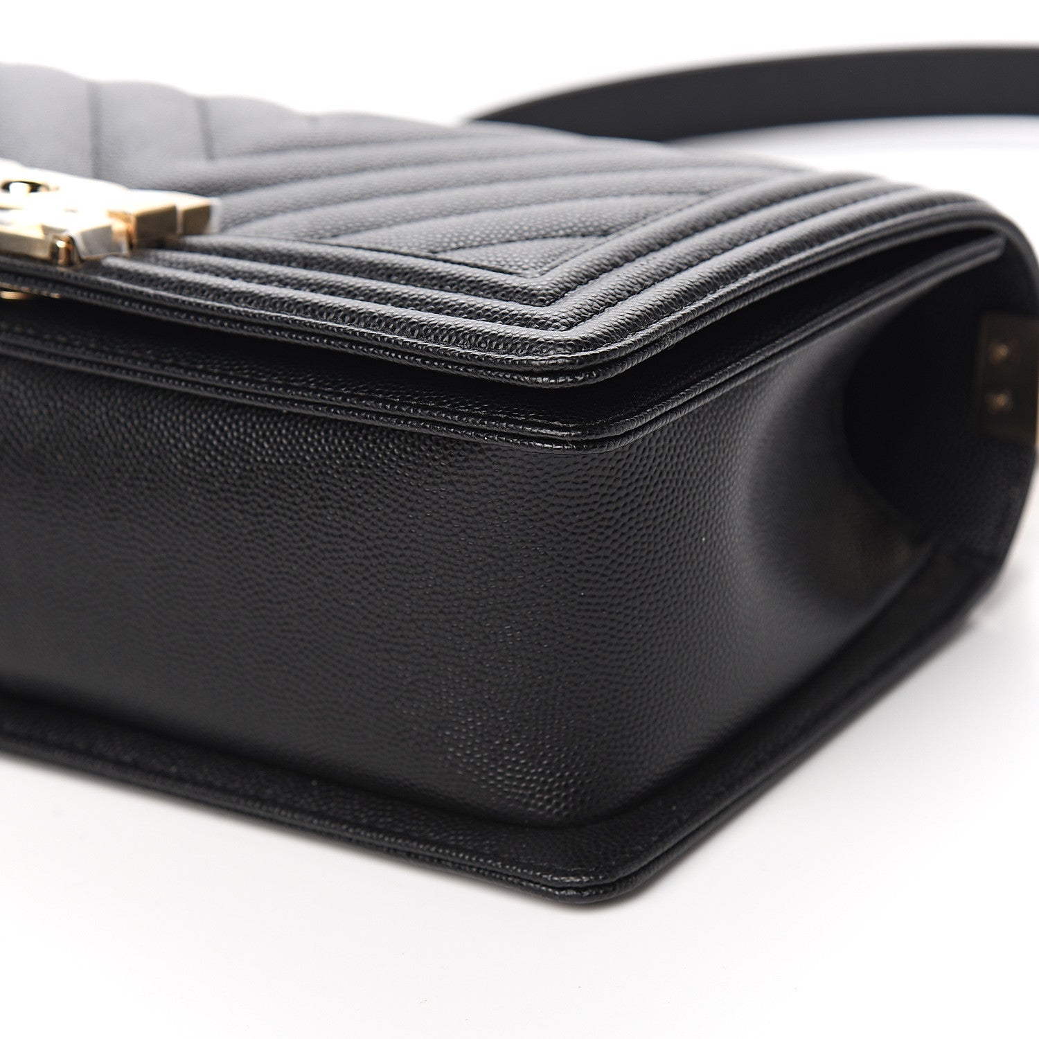 Chanel Caviar Chevron Quilted Medium Boy Flap Black 8 of 10