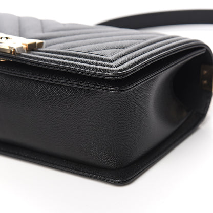 Chanel Caviar Chevron Quilted Medium Boy Flap Black 8 of 10