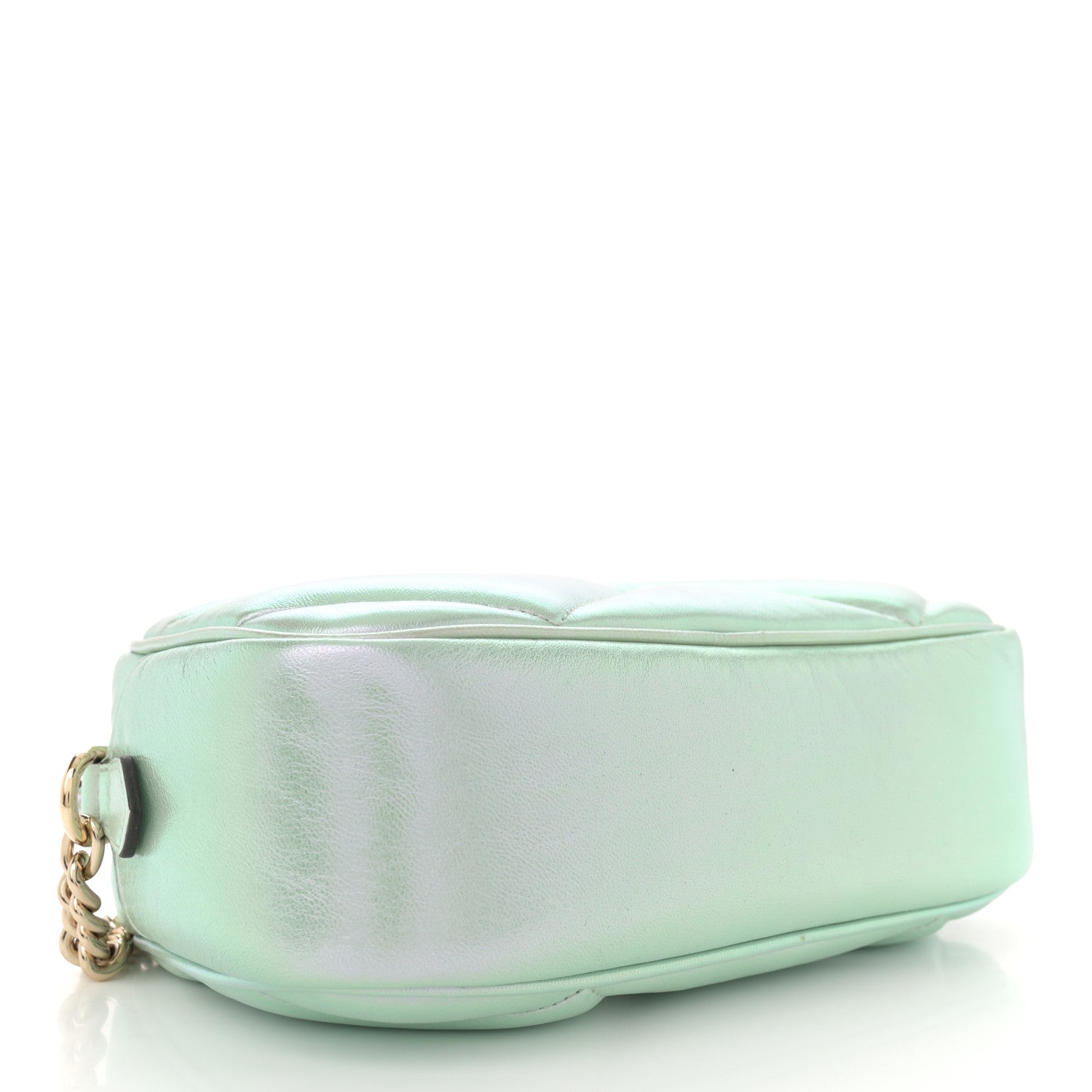 Gucci Iridescent Nappa Chevron Matelasse Small GG Marmont Chain Shoulder Bag Iridescent Salvy Green 4 of 11