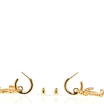 Chanel Metal Bead Crystal CC Drop Earrings Gold 3 of 4