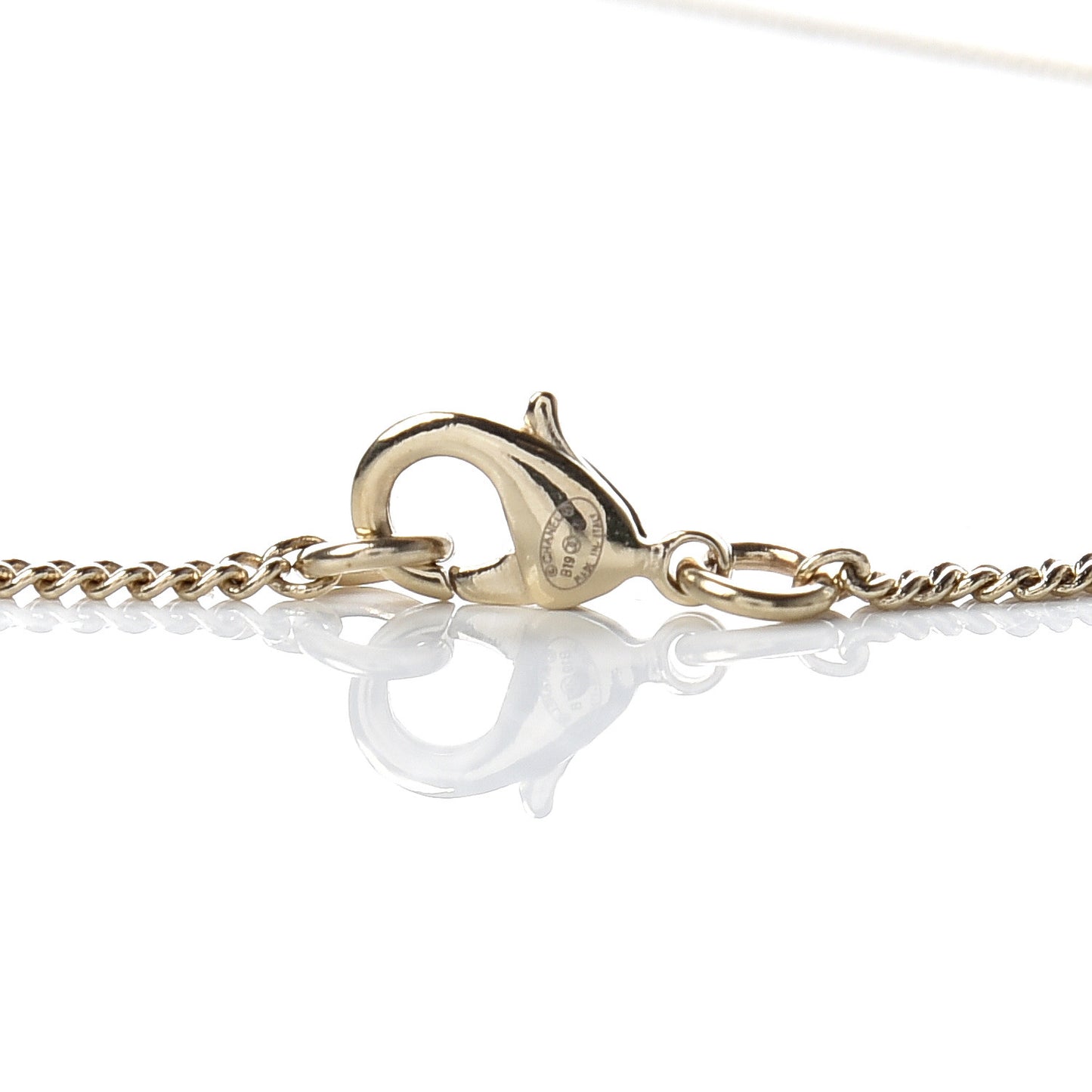 Crystal CC Pearl Drop Necklace Gold