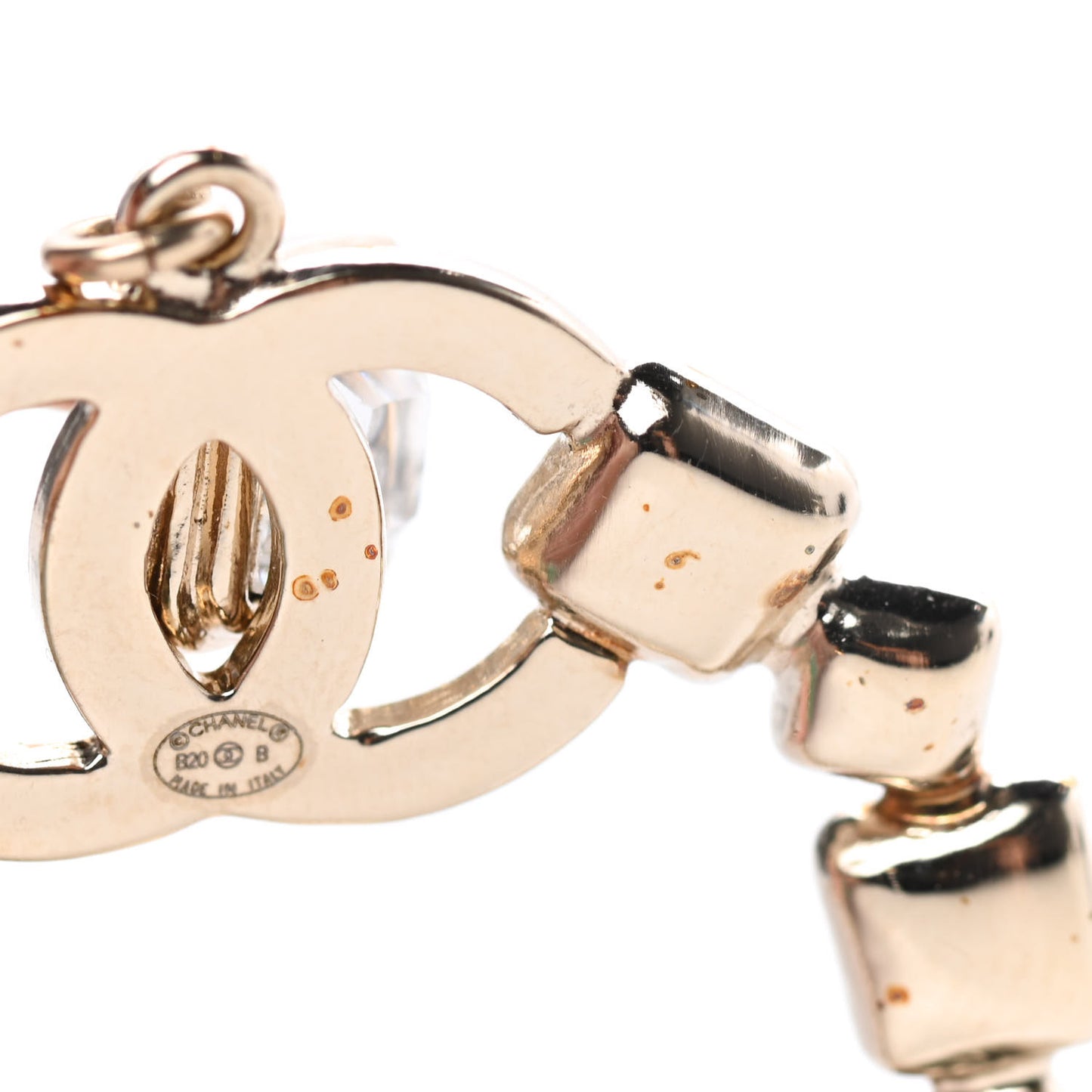 Crystal CC Drop Hoop Earrings Gold