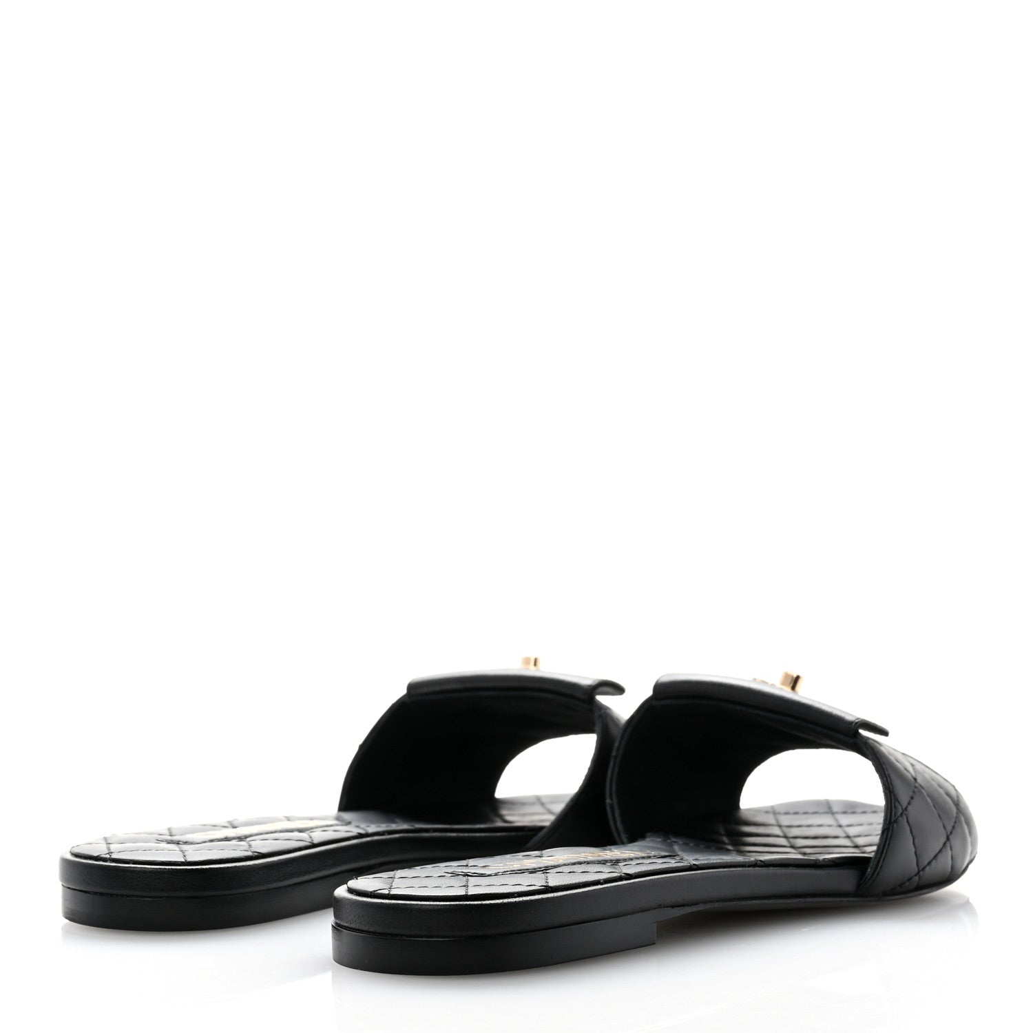 Chanel Lambskin Quilted CC Turnlock Sandals 38.5 Black 4 of 9