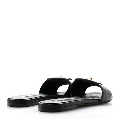 Chanel Lambskin Quilted CC Turnlock Sandals 38.5 Black 4 of 9