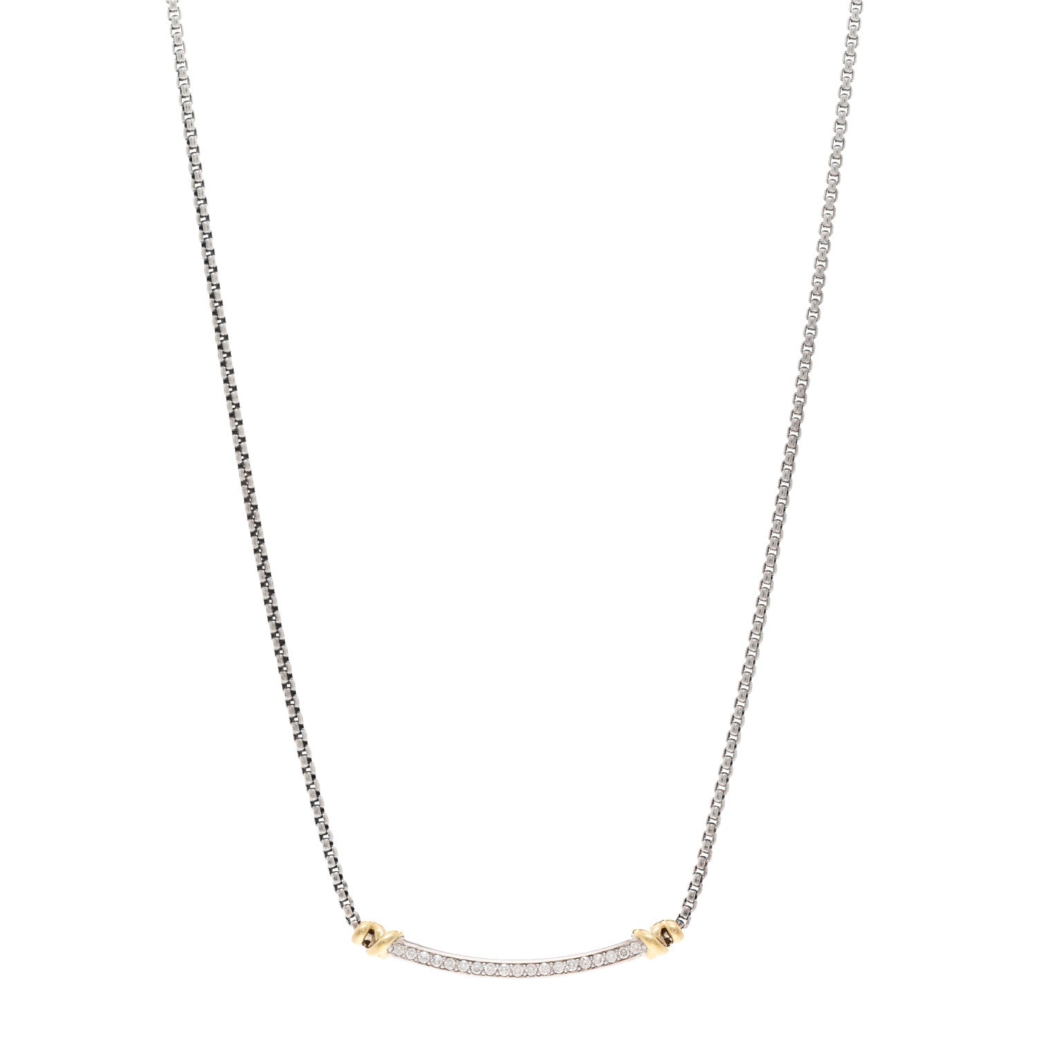 David Yurman Sterling Silver 18K Yellow Gold Diamond Petite Helena Wrap Station Necklace 1 of 4