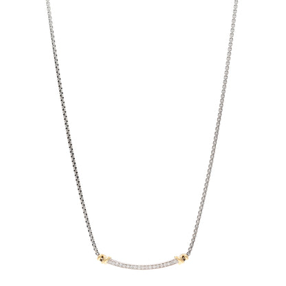 David Yurman Sterling Silver 18K Yellow Gold Diamond Petite Helena Wrap Station Necklace 1 of 4