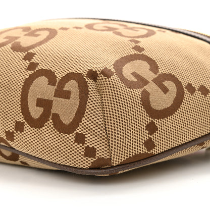 Gucci Monogram Jumbo GG Textured Dollar Calfskin Web Belt Bag Camel Ebony New Acero 10 of 11