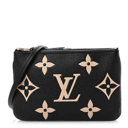 Louis Vuitton Empreinte Monogram Giant Double Zip Pochette Black Cream 1 of 9