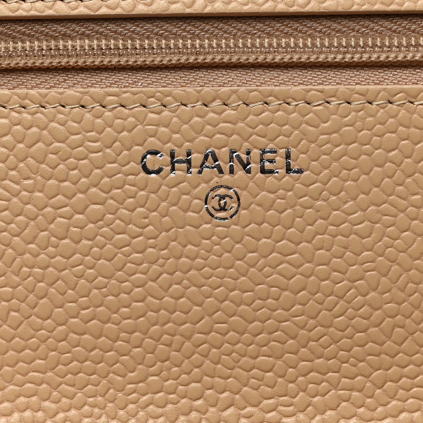Caviar Quilted Wallet On Chain WOC Beige