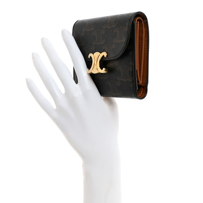 Celine Triomphe Canvas Small Triomphe Wallet Tan 2 of 8