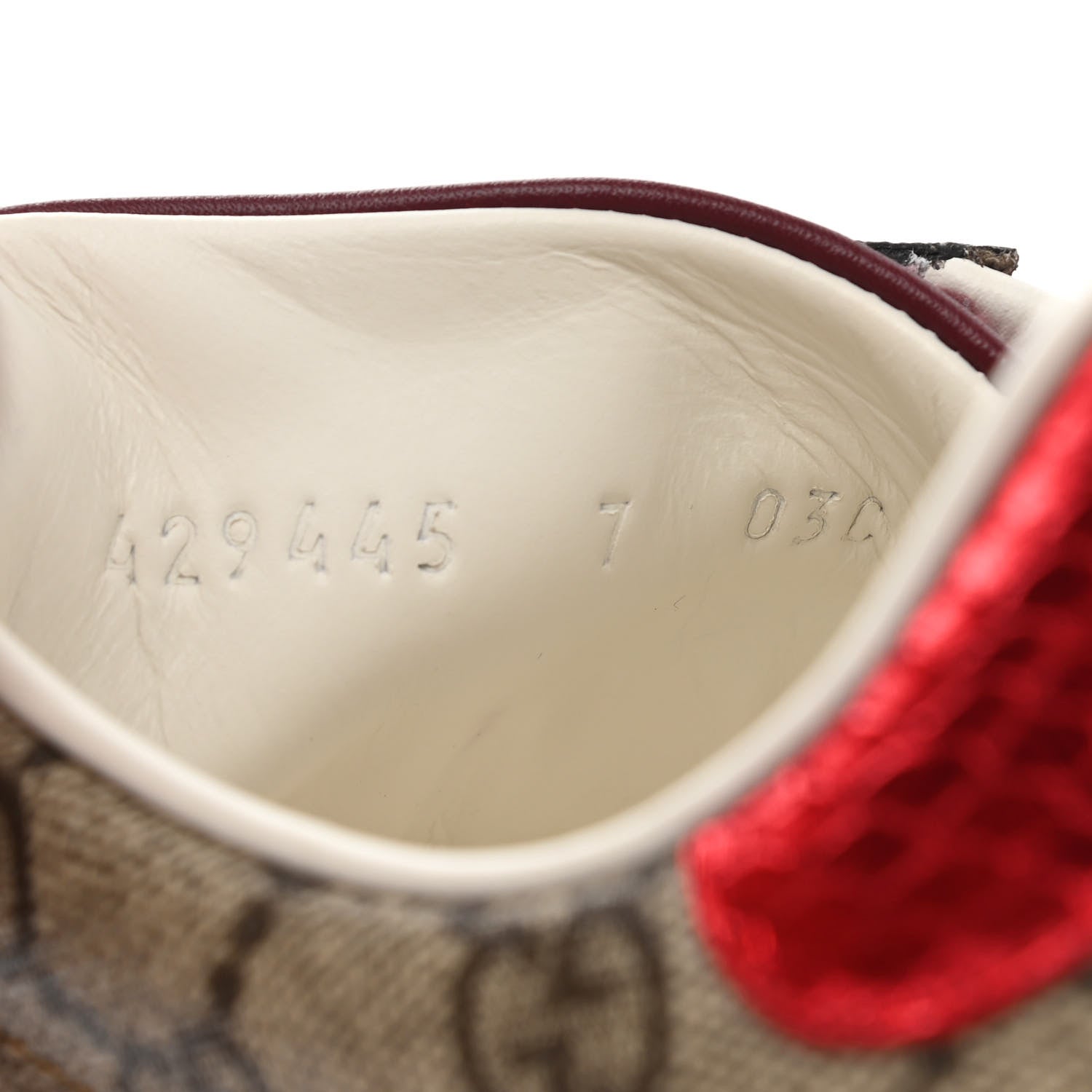 Gucci GG Supreme Monogram Ayers Mens New Ace Low-Top Sneaker 7 Beige Red 16 of 32