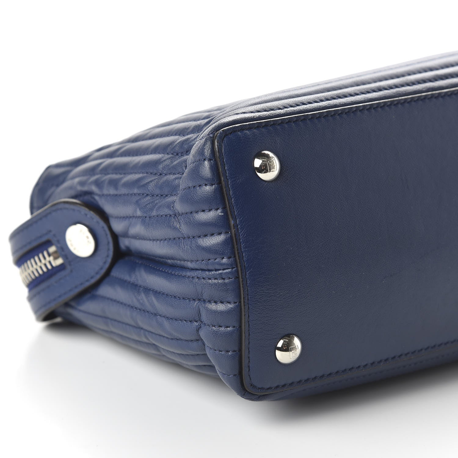 Fendi Shiny Nappa Trapuntata Small DotCom Click Chain Satchel Blue 6 of 9