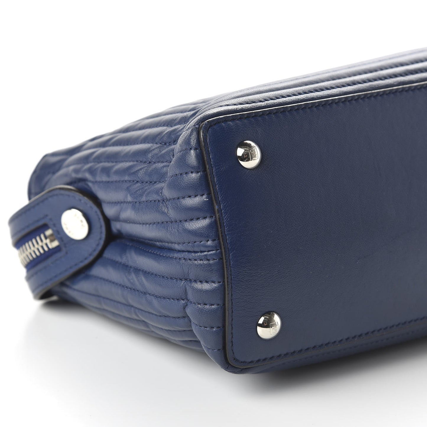 Shiny Nappa Trapuntata Small DotCom Click Chain Satchel Blue