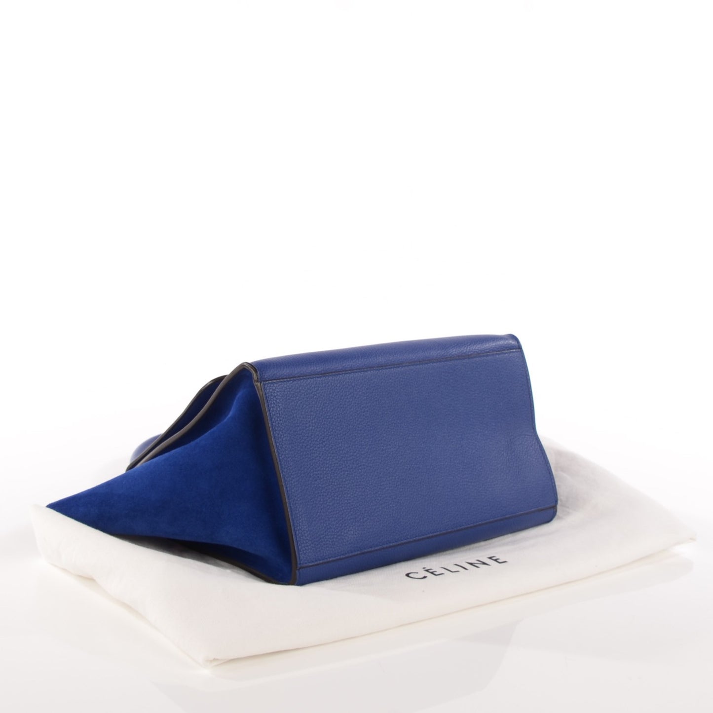Drummed Calfskin Suede Small Trapeze Indigo