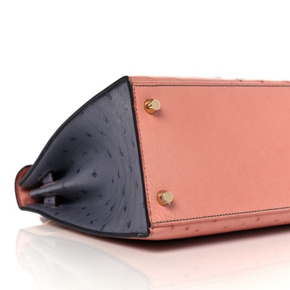 Hermes Ostrich Horseshoe Kelly Sellier 28 Terre Cuite Gris Agate 9 of 39