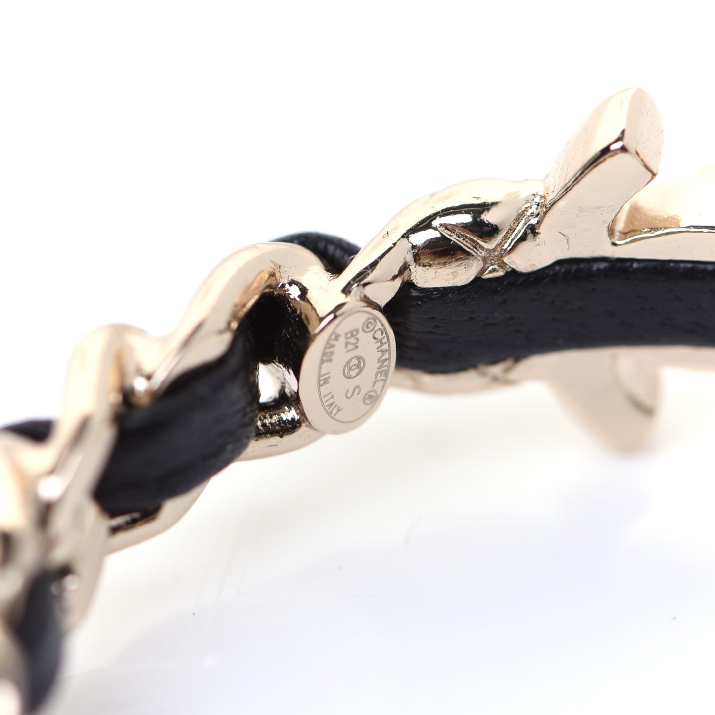 Lambskin CC Turnlock Chain Hoop Earrings Gold Black