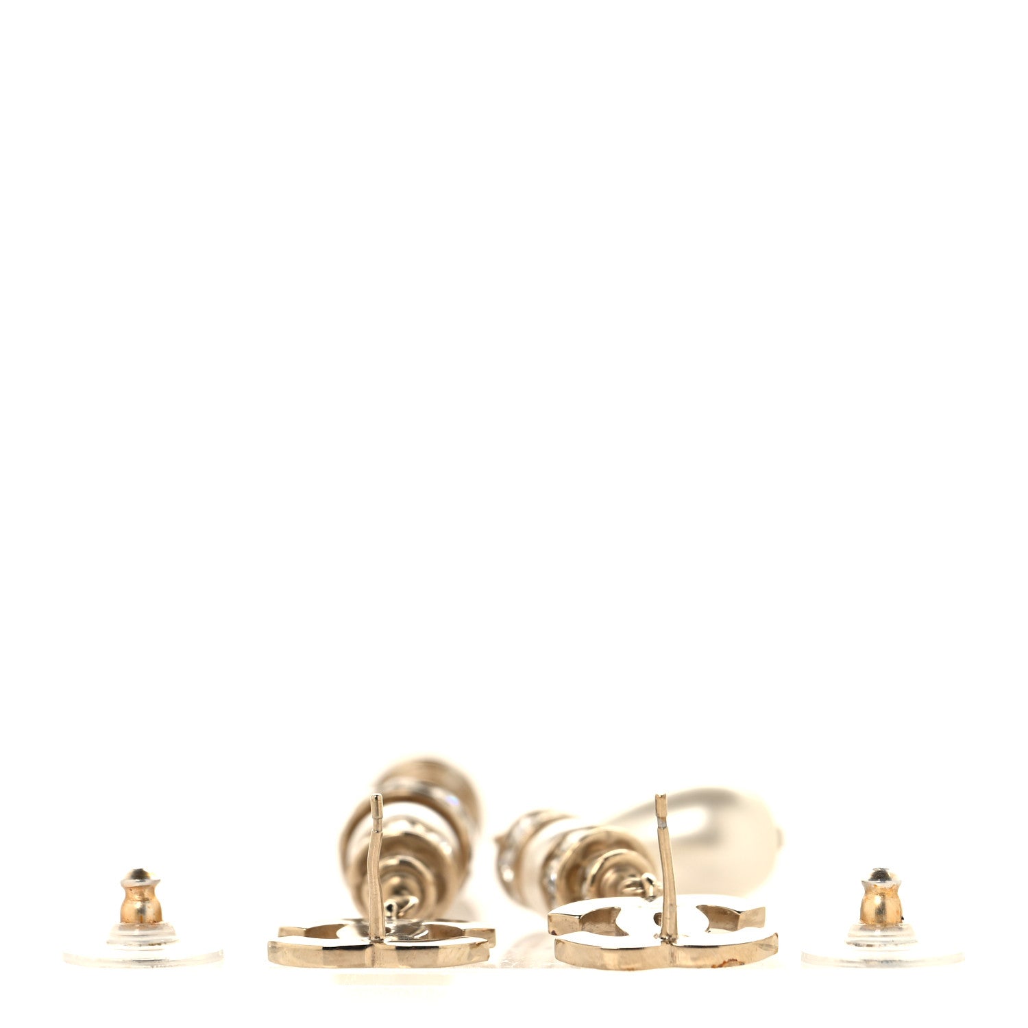 Chanel Crystal Pearl CC Uneven Drop Earrings Gold 3 of 5