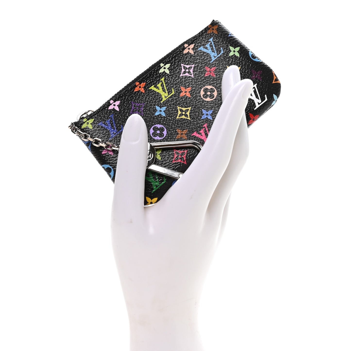LV X TM Monogram Multicolor Key Pouch Black