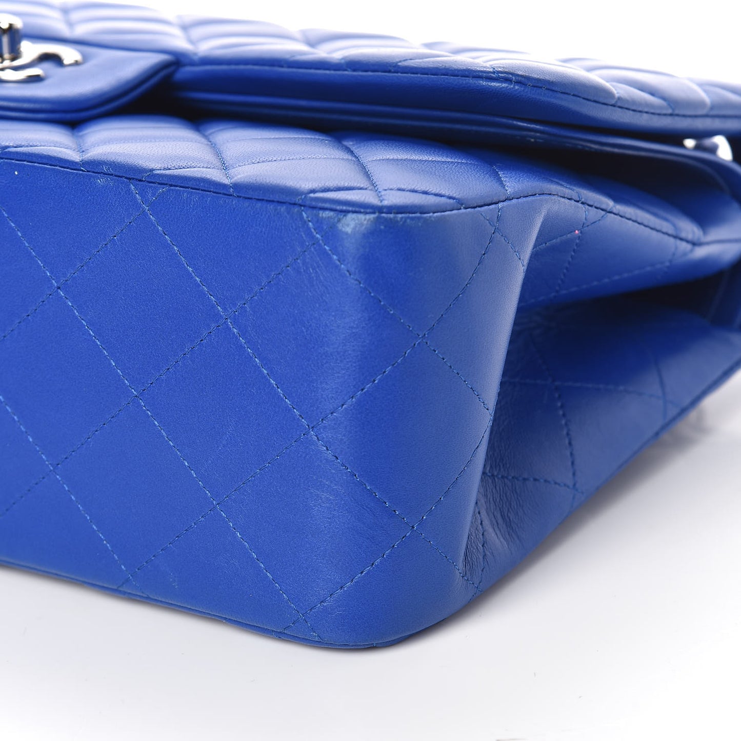 Lambskin Quilted Jumbo Double Flap Blue