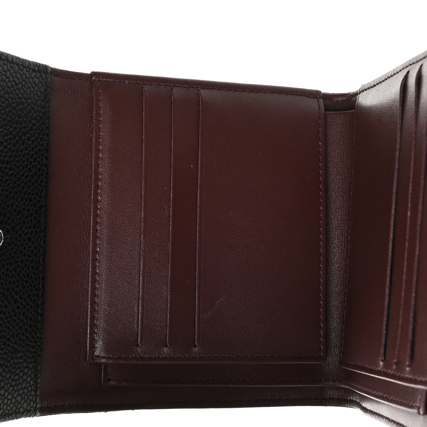 Caviar Quilted Compact Flap Wallet Black