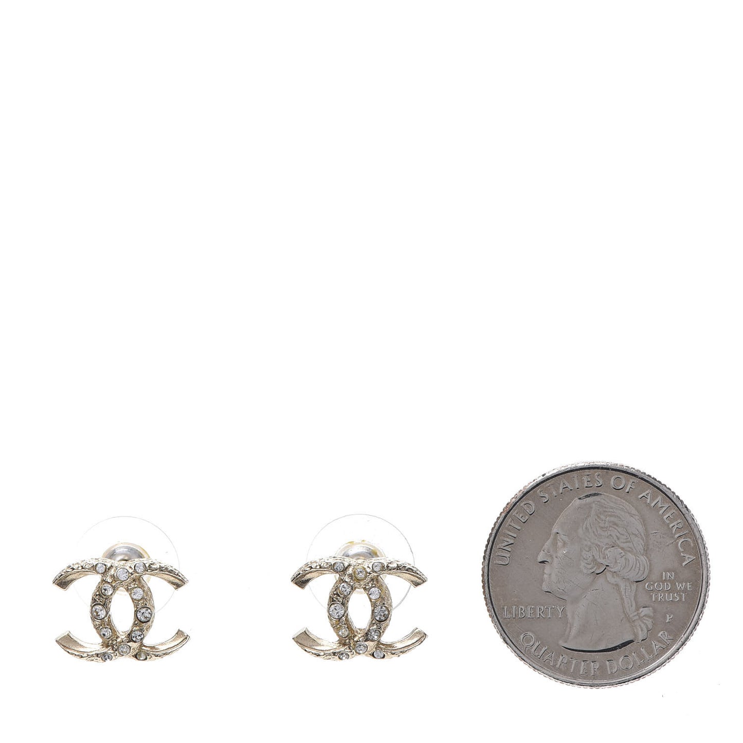 Crystal Textured CC Earrings Gold