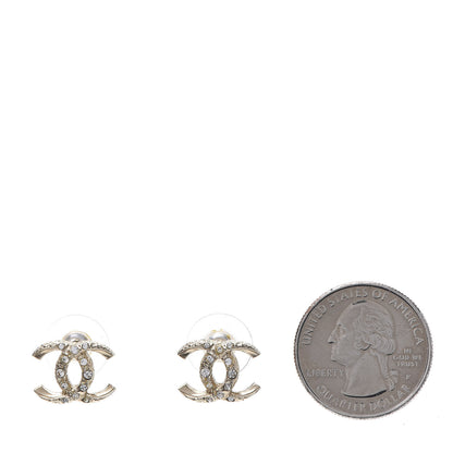 Chanel Crystal Textured CC Earrings Gold 2 of 5