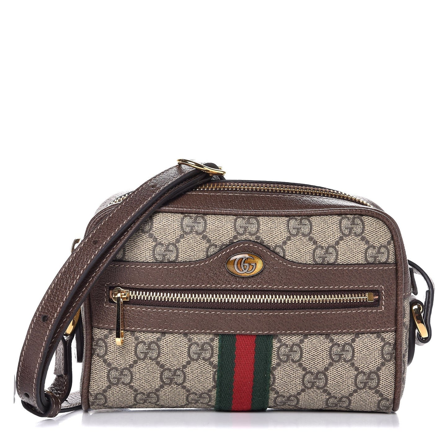 GG Supreme Monogram Web Mini Ophidia Shoulder Bag Brown