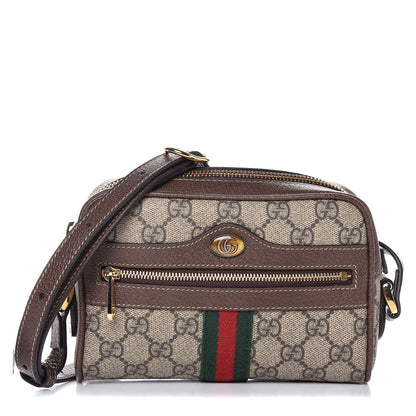 Gucci GG Supreme Monogram Web Mini Ophidia Shoulder Bag Brown 1 of 8
