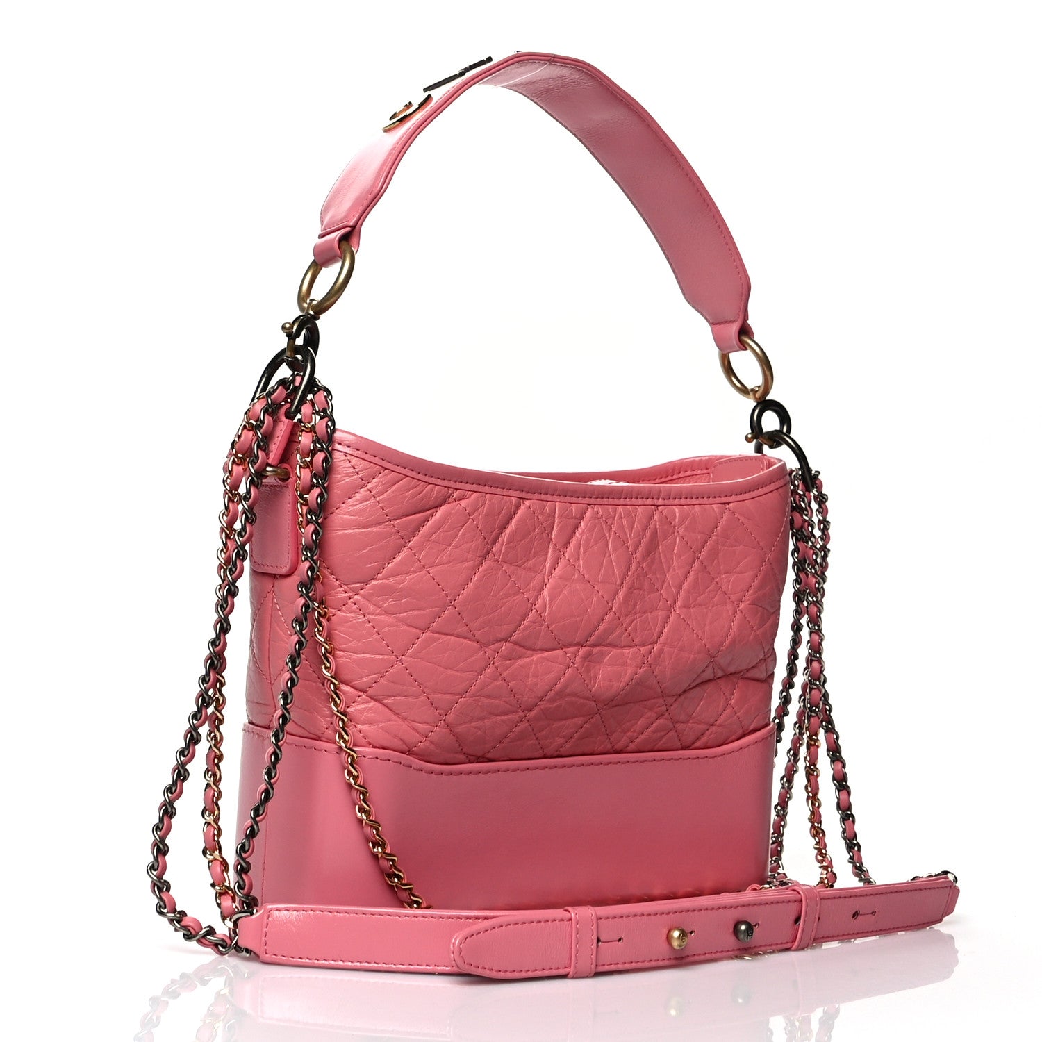 Chanel Aged Smooth Calfskin Quilted Medium Gabrielle Logo Hobo Pink 3 of 12