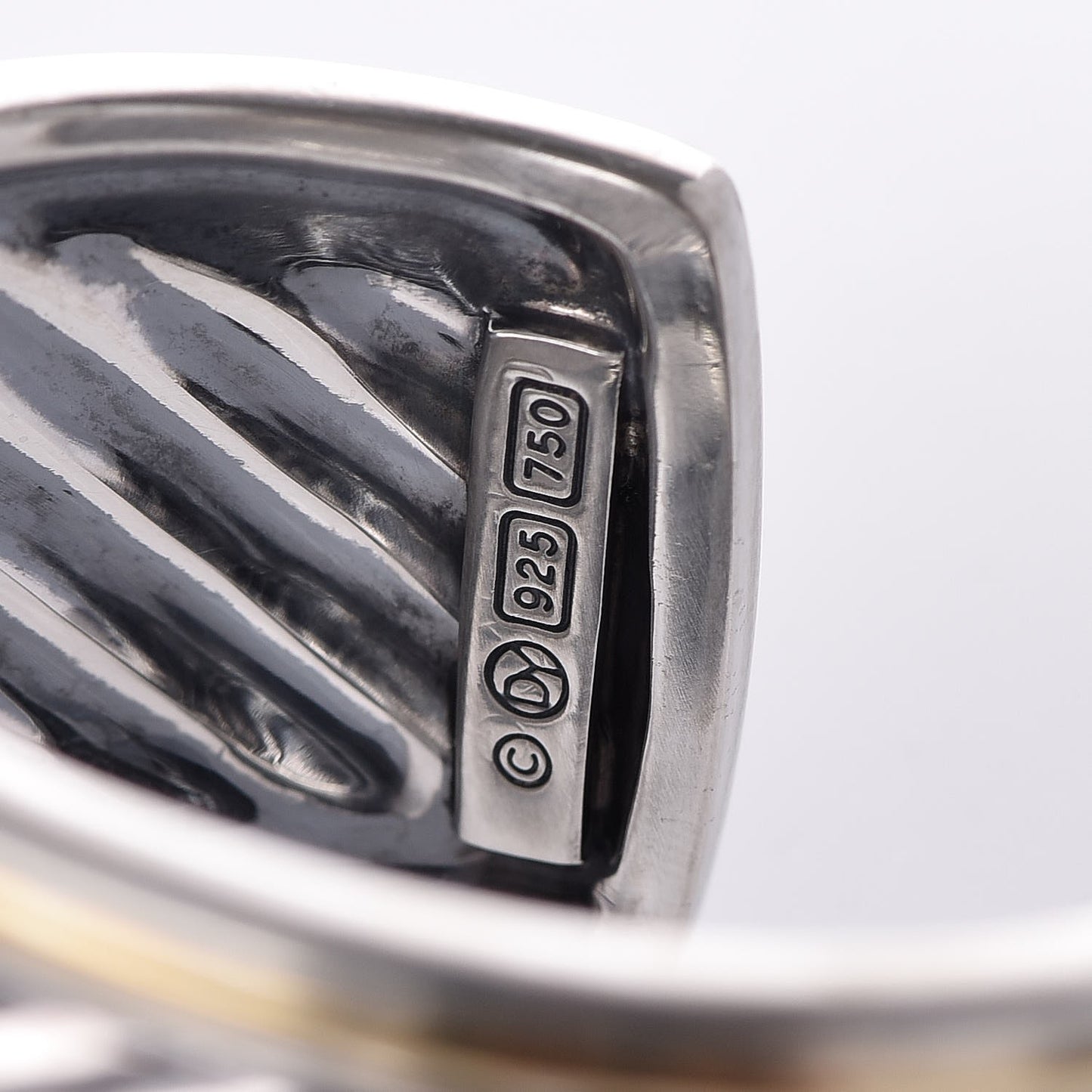 Sterling Silver 18K Yellow Gold 41mm Sculpted Cable Cuff Bracelet