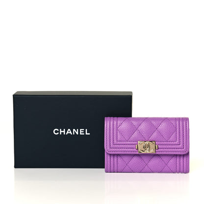 Chanel Caviar Quilted Boy Flap Card Holder Purple 9 of 9