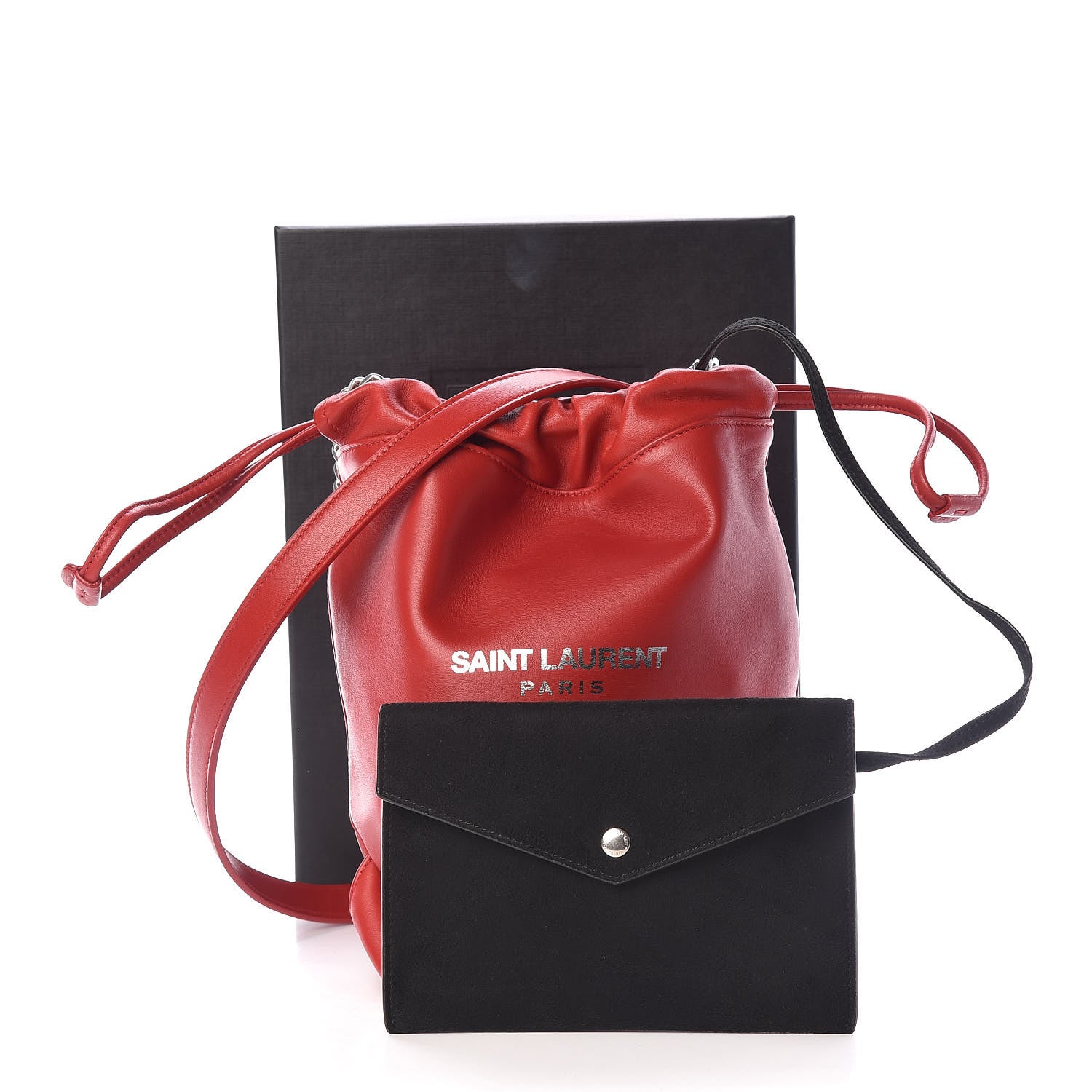 Saint Laurent Lambskin Teddy Drawstring Bag Eros Red 12 of 12