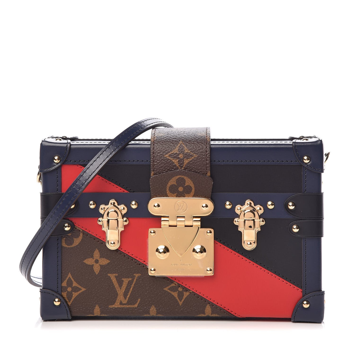 Monogram Malletage Print Petite Malle Marine Rouge