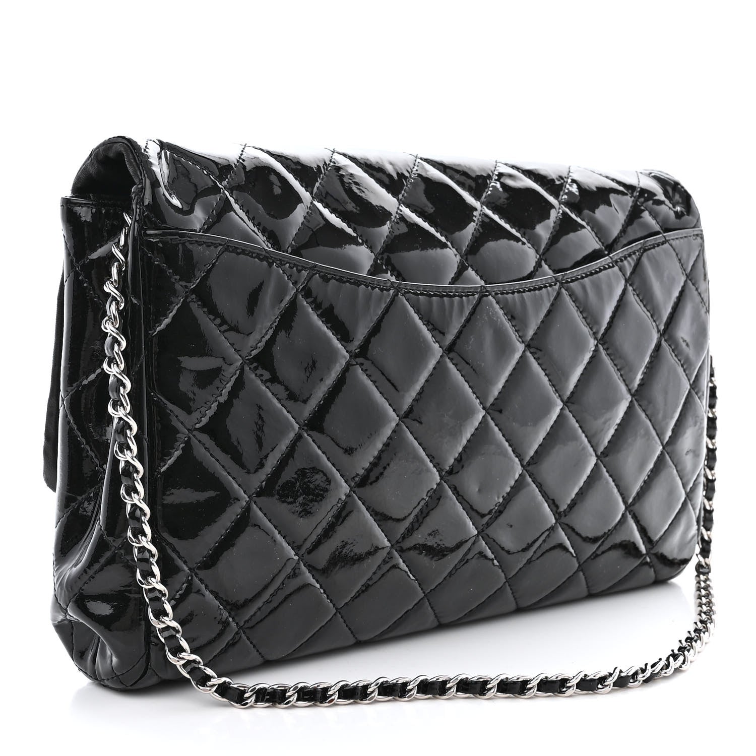 Chanel Patent Quilted Clutch with Chain Flap Black 3 of 10