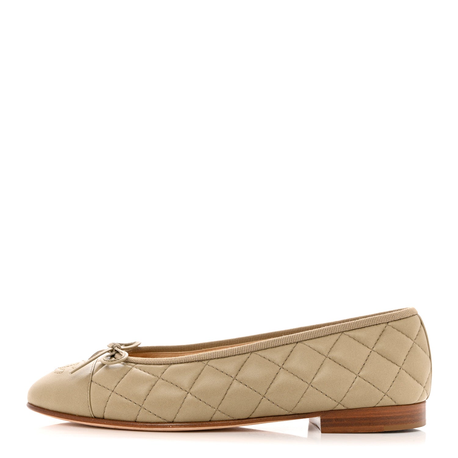 Chanel Lambskin Quilted CC Cap Toe Ballerina Flats 36.5 Beige 1 of 10