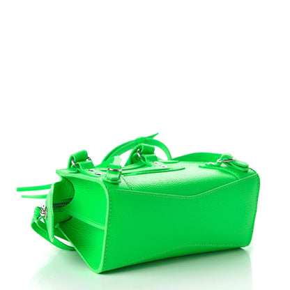 Balenciaga Grained Calfskin Neo Classic Silver Hardware Nano City Crossbody Fluo Green 4 of 9