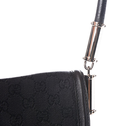 Gucci Denim Monogram Britt Tassel Shoulder Bag Black 10 of 13
