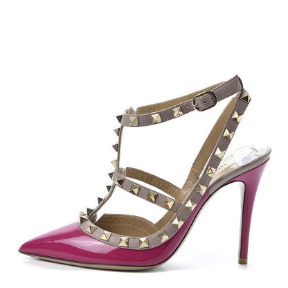 Valentino Garavani Patent Rockstud Ankle Strap 100mm Pumps 36 Ninphea Poudre 1 of 9