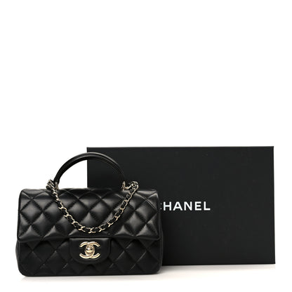 Chanel Lambskin Quilted Mini Top Handle Rectangular Flap Black 12 of 12