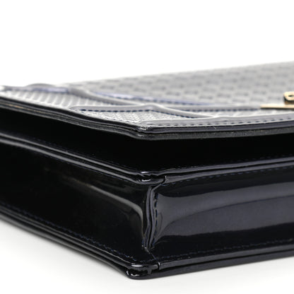 Christian Dior Metallic Patent Micro-Cannage Diorama Wallet on Chain Pouch Navy Blue 7 of 8