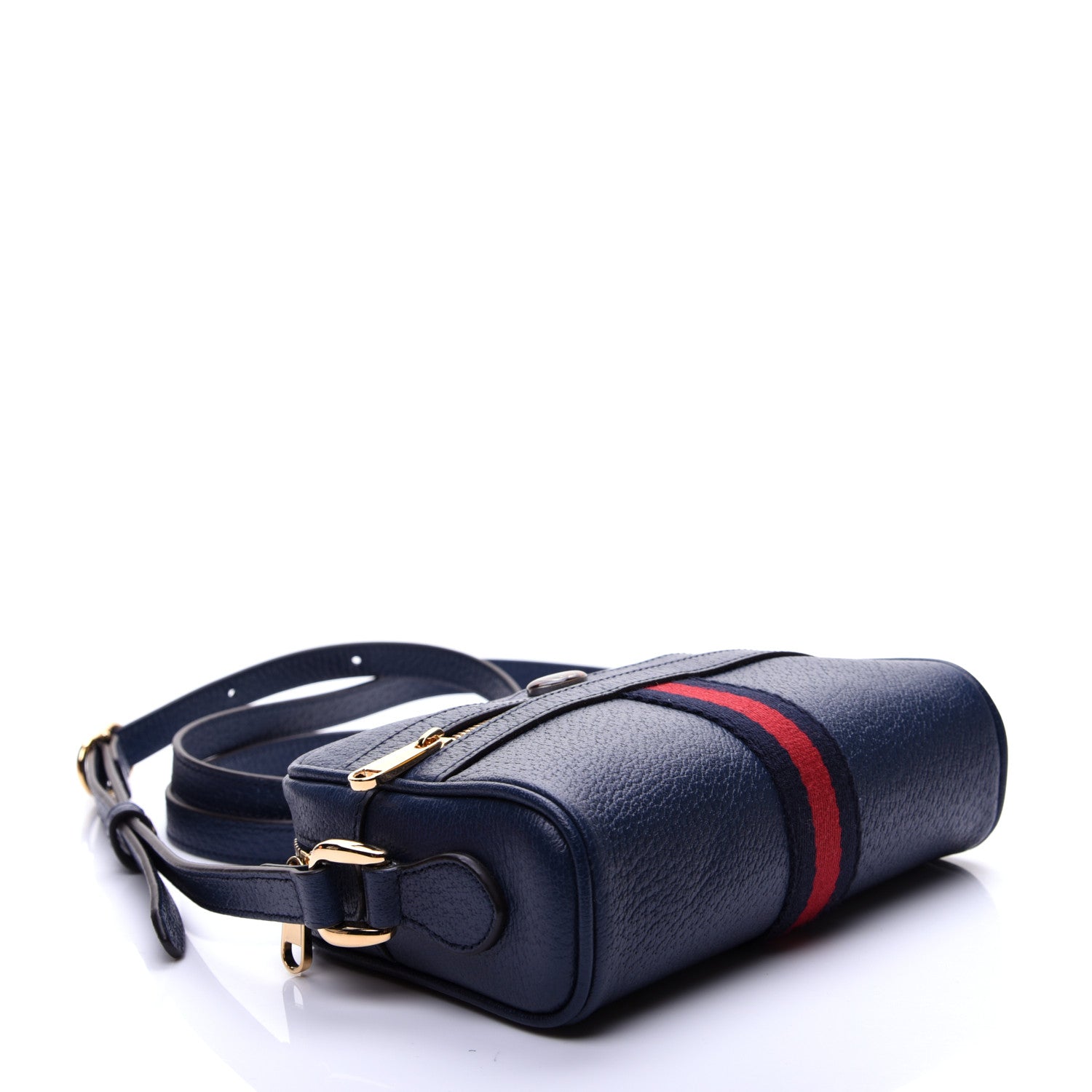 Gucci Textured Calfskin Web Mini Ophidia Shoulder Bag Blue Agata 4 of 12