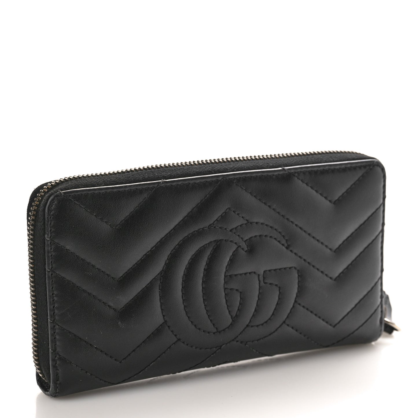 Calfskin Matelasse GG Marmont Zip Around Wallet Black