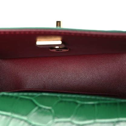Chanel Calfskin Crocodile Embossed Turn Around Clutch With Chain Green 5 of 11