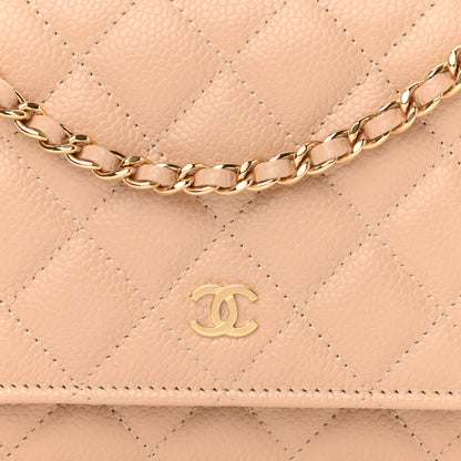 Chanel Caviar Quilted Wallet On Chain WOC Beige 9 of 11