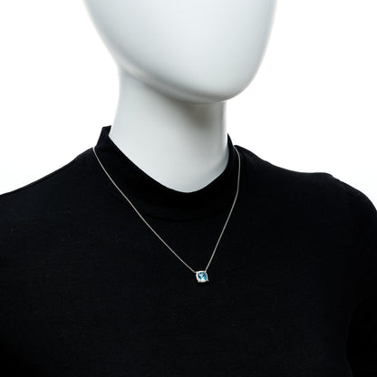 David Yurman Sterling Silver Diamond Blue Topaz 7mm Petite Chatelaine Pave Bezel Pendant Necklace 2 of 7
