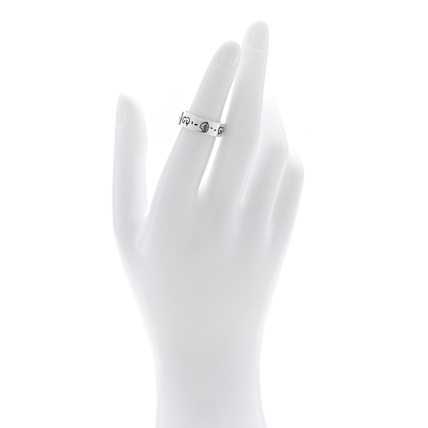 Gucci Sterling Silver 6mm GucciGhost Hamlet Skull Ring 50 5.25 2 of 6