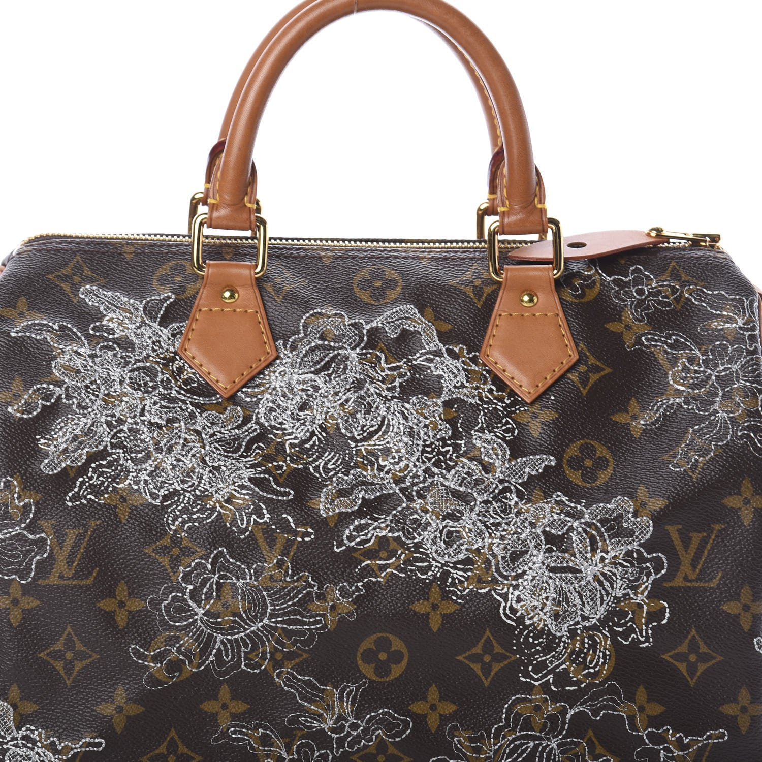 Louis Vuitton Monogram Dentelle Speedy 30 Silver 6 of 8