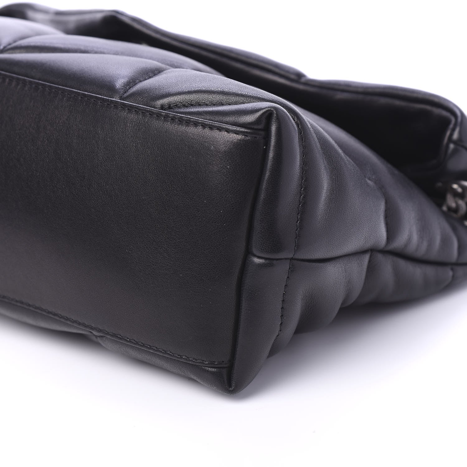 Saint Laurent Lambskin Quilted Small Loulou Puffer Monogram Chain Satchel Black 8 of 10