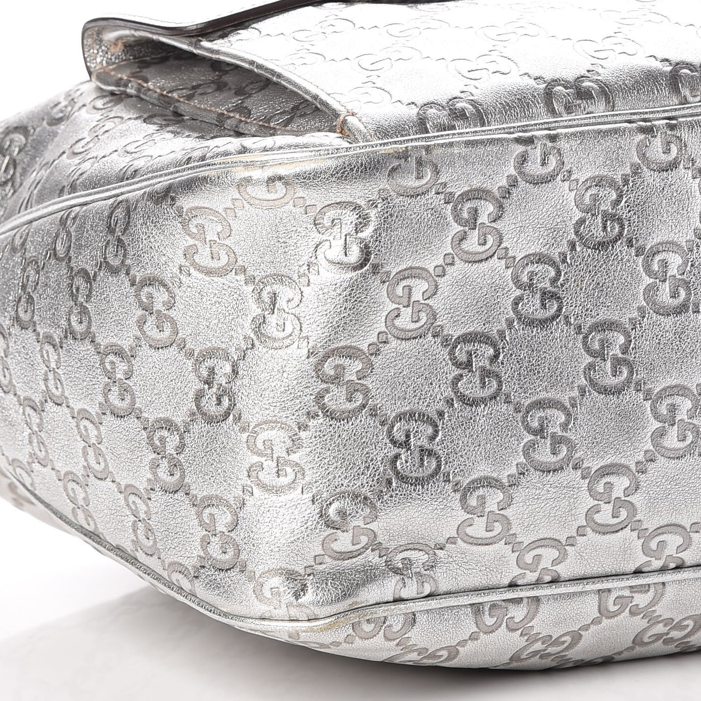 Metallic Guccissima Pocket Hobo Silver